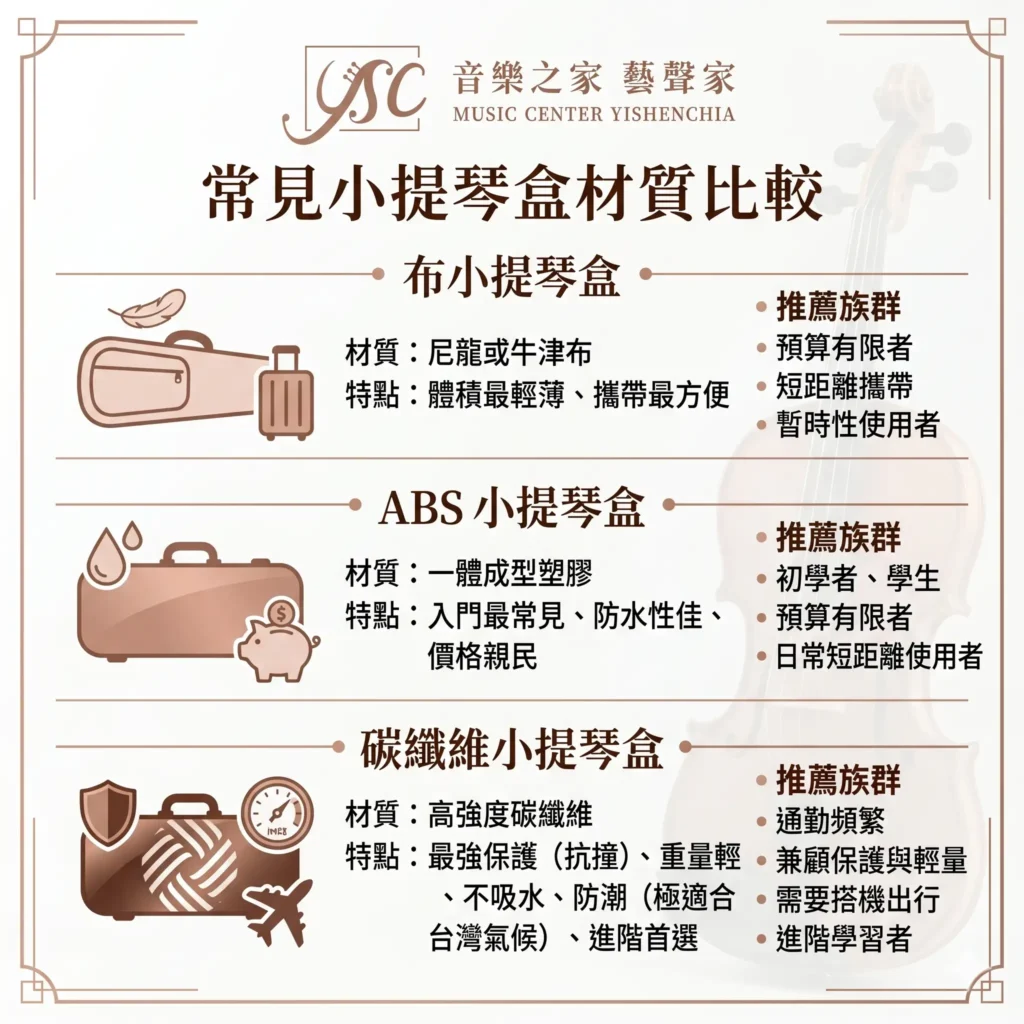 常見小提琴盒材質比較